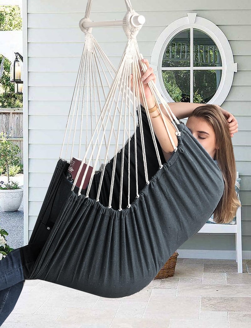 Chihee Hammock Chair Swing - Strong Metal, Collapsible, Portable, Max 500 lbs, Comfy Seat, Patio & Lawn, Cotton Blended, Indoor/Outdoor - Image 2